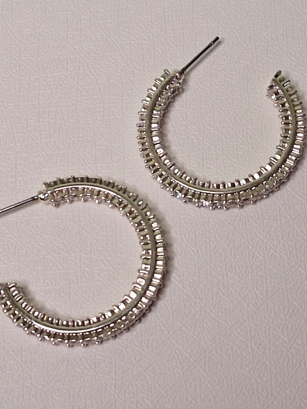 Silver Crystal-Accented Hoop Earrings - Women Jewelry